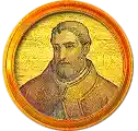 Pontífice nº 112: Bonifacio VI. Escudo Oficial del Vaticano (Papa Bonifacio VI, sin escudo propio o desconocido).