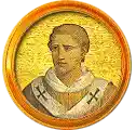 Pontífice nº 118: León V (903). Escudo Oficial del Vaticano (Papa Nació en Ardea. Elegido en el VII.903, murió en septiembre del mismo año. En un clima de desórdenes después de pocos días de su pontificado fue encarcelado y asesinado. Su cuerpo fue quemado y las cenizas echadas en el Tíber., sin escudo propio o desconocido).